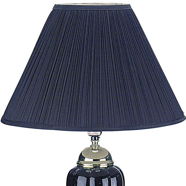 Silver and Navy Blue Table Lamp with Navy Blue Shade