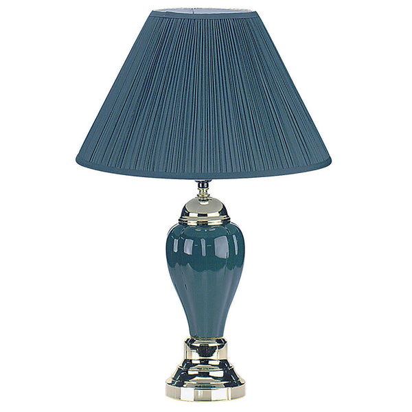 Silver and Teal Table Lamp with Teal Shade