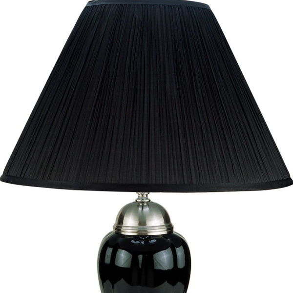 Silver and Black Table Lamp with Black Shade