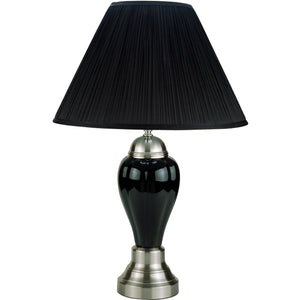 Silver and Black Table Lamp with Black Shade