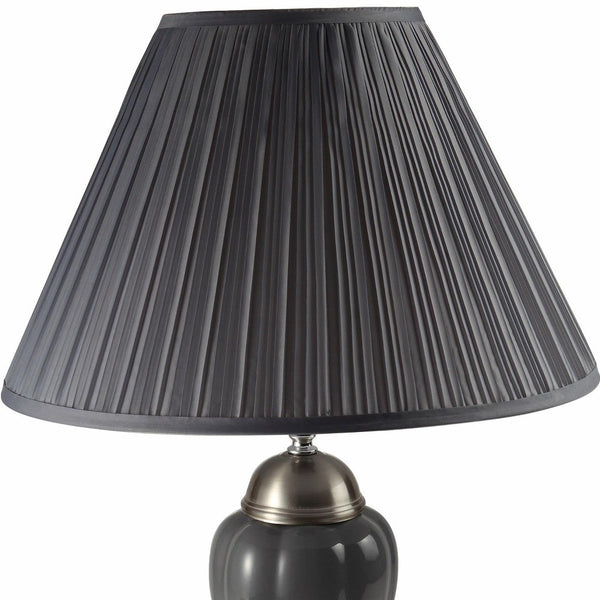 Silver and Dark Gray Table Lamp with Dark Gray Shade