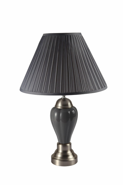 Silver and Dark Gray Table Lamp with Dark Gray Shade