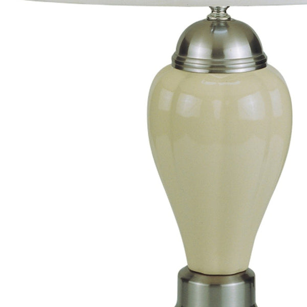 Silver and Ivory Table Lamp with White Shade