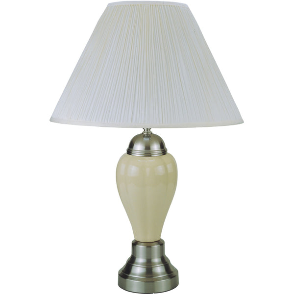 Silver and Ivory Table Lamp with White Shade