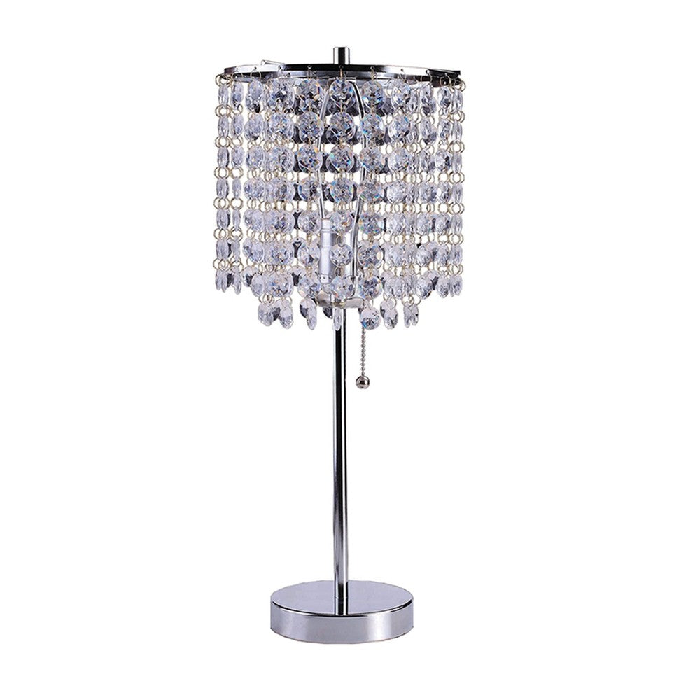 20” Modern Tall Silver Crystal Chandelier Lamp