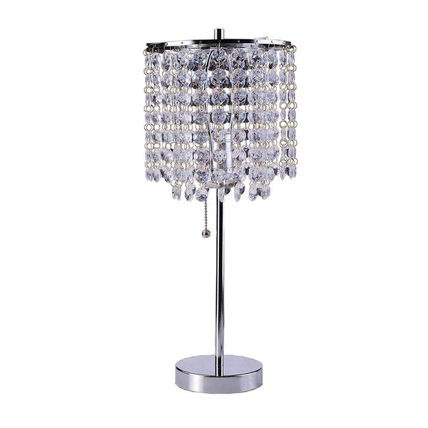 20” Modern Tall Silver Crystal Chandelier Lamp