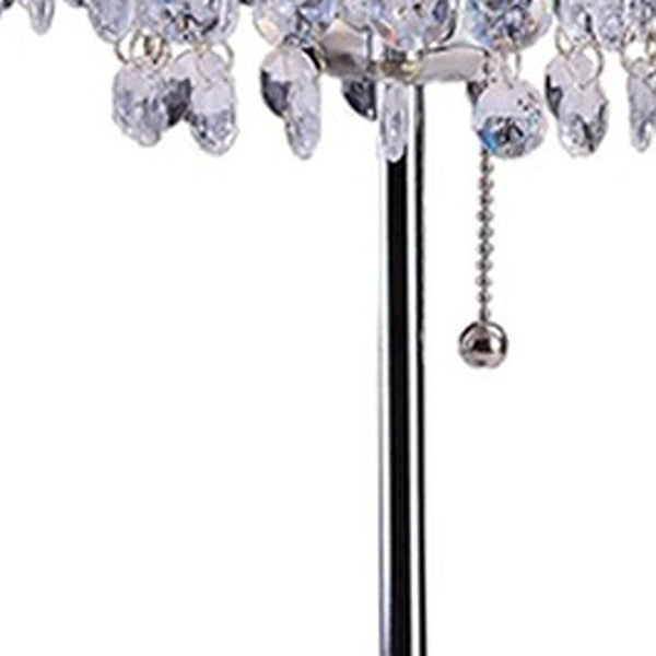 20” Modern Tall Silver Crystal Chandelier Lamp