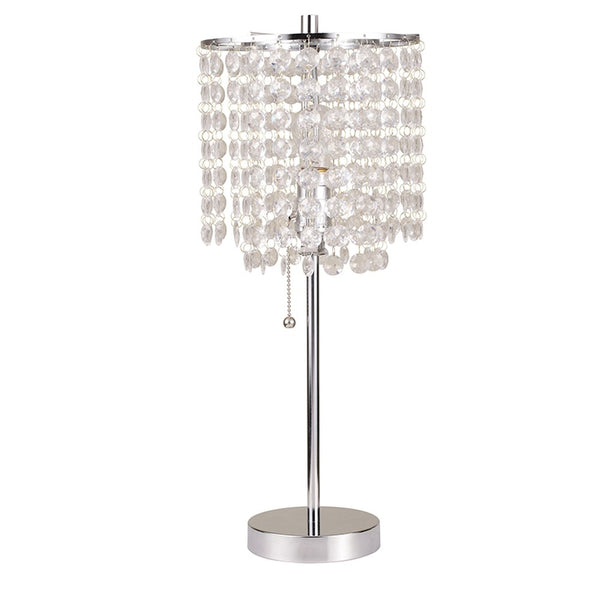 20” Modern Tall Silver Crystal Chandelier Lamp