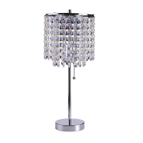 20” Modern Tall Silver Crystal Chandelier Lamp