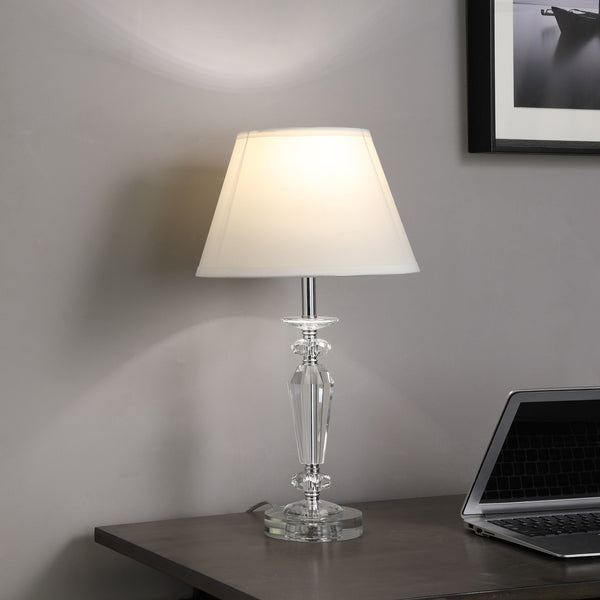 22” White Stylish Crystal Table Lamp