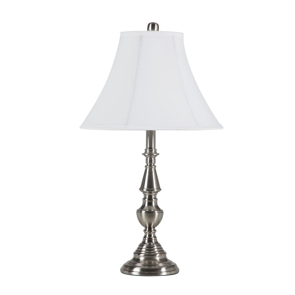 26” Traditional Brushed Nickel Metal Table Lamp