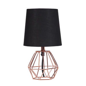 11” Geometric Black And Pink Metal Table Lamp