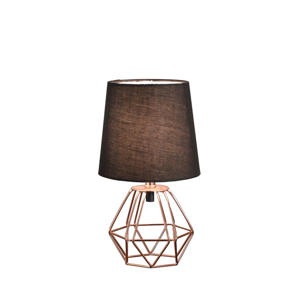 11” Geometric Black And Pink Metal Table Lamp