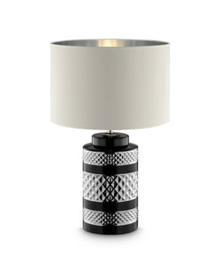 Glam Black and Chrome Chevron Ceramic and Metal Table Lamp