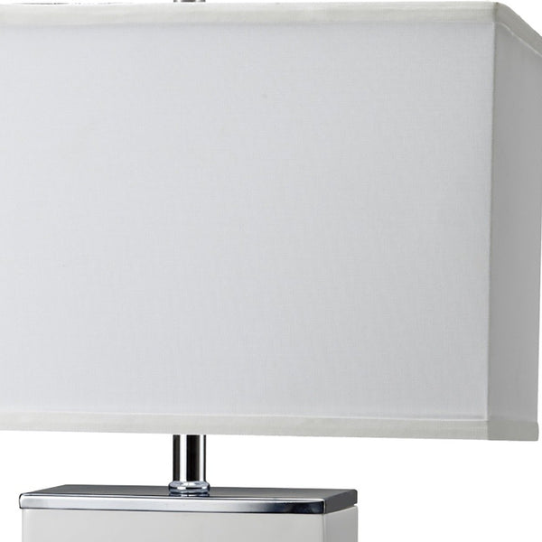 Modern White and Silver Table Lamp with USB