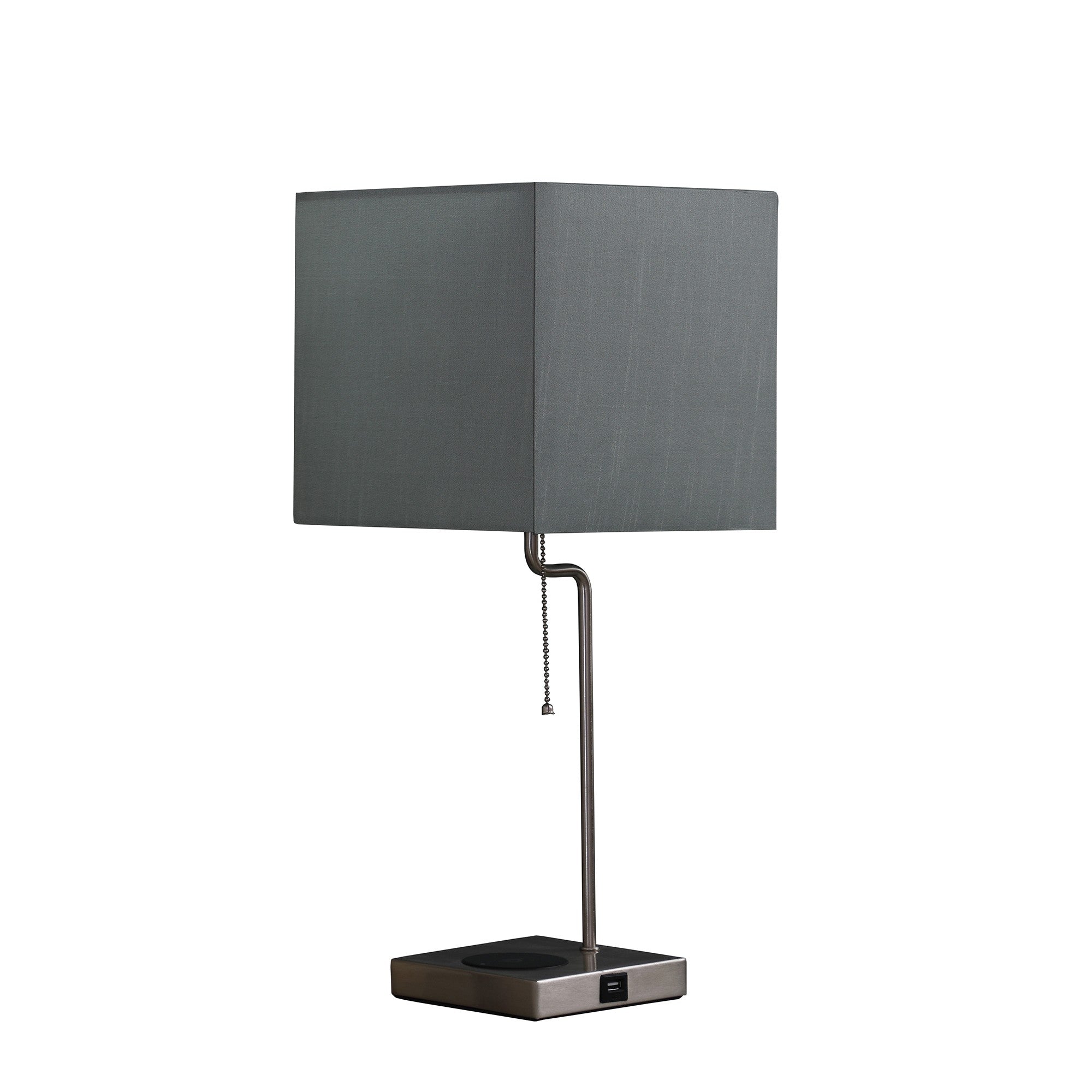 22” Industrial Square Metal Table Lamp with USB Port