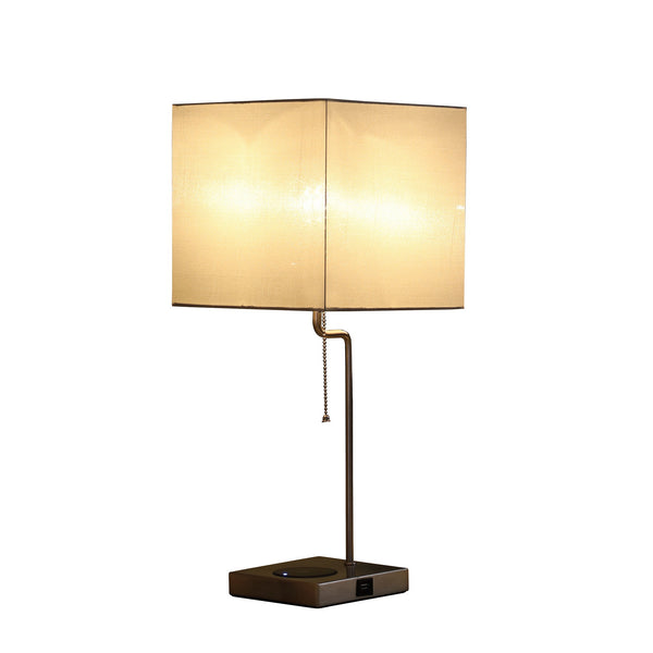 22” Industrial Square Metal Table Lamp with USB Port