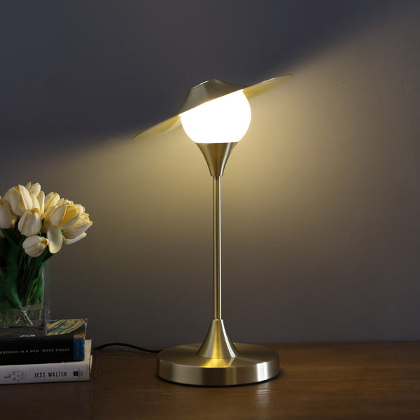 16” Brushed Gold Touch On Globe Table Lamp