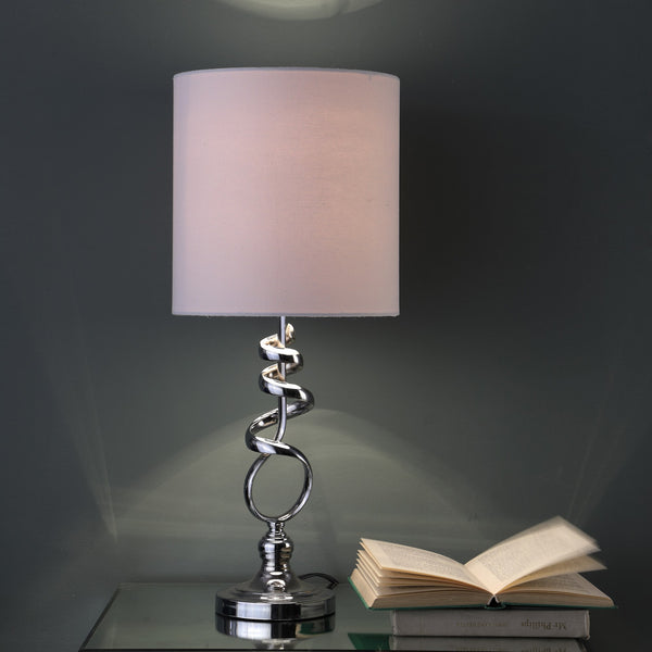 22” Abstract Silver Spiral Metal Table Lamp