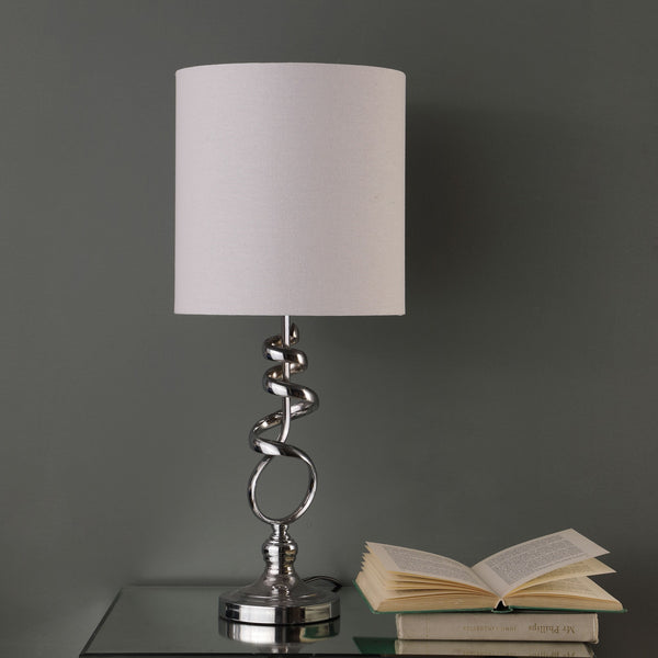 22” Abstract Silver Spiral Metal Table Lamp