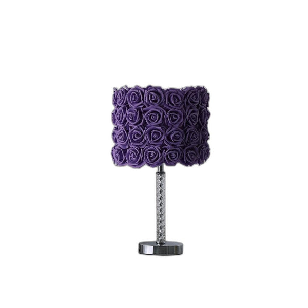 18” Lavender Roses Acrylic And Metal Table Lamp