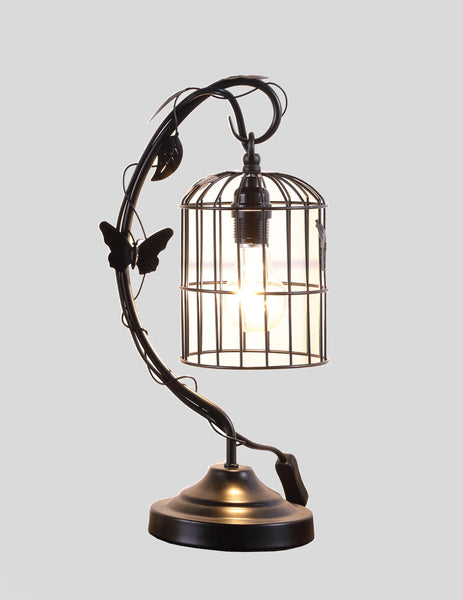 18” Modern Black Butterfly Cage Table Lamp