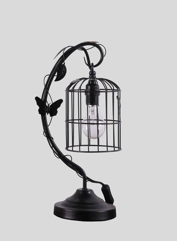 18” Modern Black Butterfly Cage Table Lamp