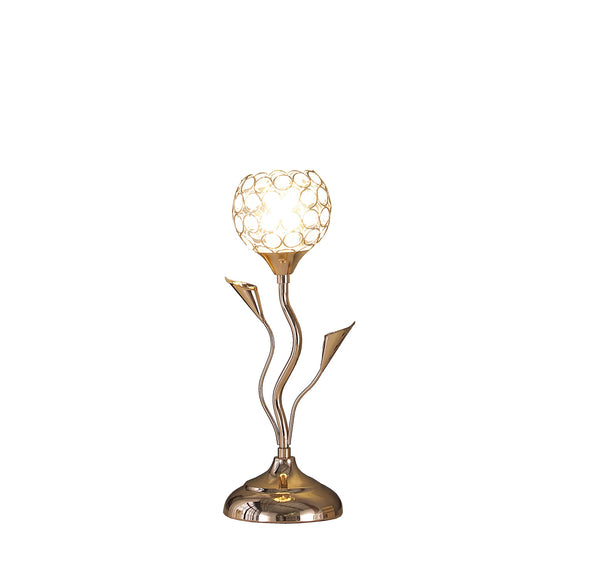 14” Glam Rose Gold and Bling Flower Metal Table Lamp