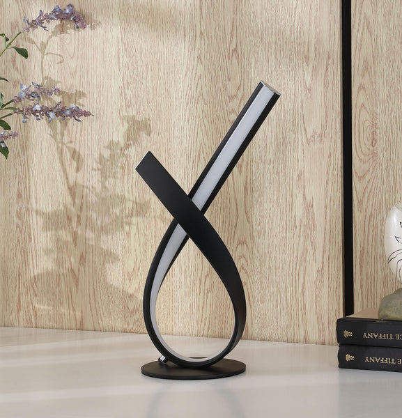 17” Black Abstract Ribbon Metal Lamp With UV Light