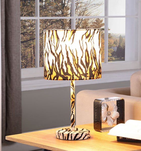 19” Modern Faux Tiger Print Suede Table Lamp