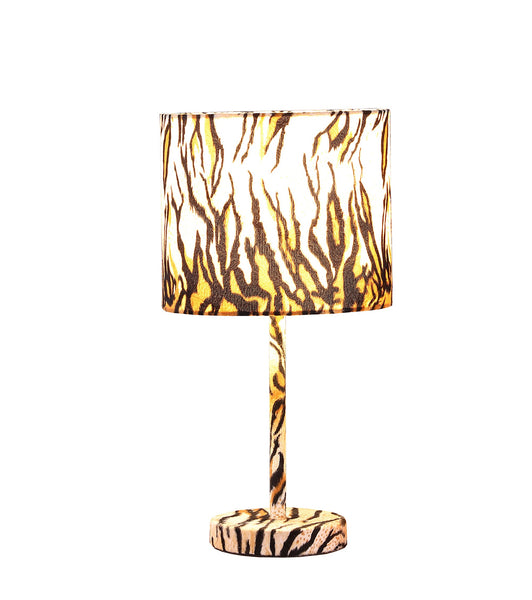 19” Modern Faux Tiger Print Suede Table Lamp