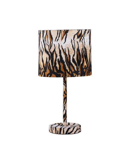 19” Modern Faux Tiger Print Suede Table Lamp