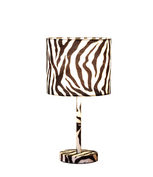 19” Modern Faux Zebra Print Suede Table Lamp