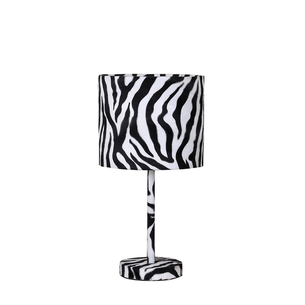 19” Modern Faux Zebra Print Suede Table Lamp