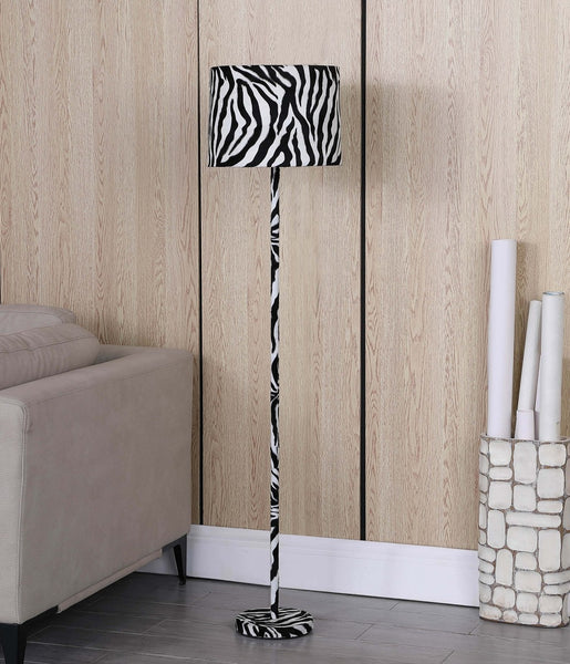 59” Mod Black and White Faux Zebra Floor Lamp