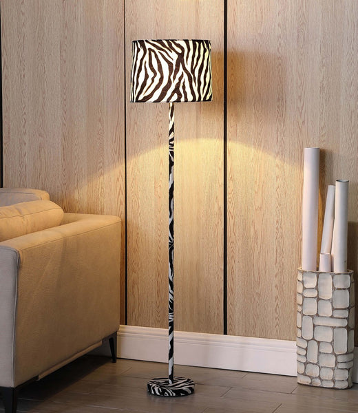 59” Mod Black and White Faux Zebra Floor Lamp