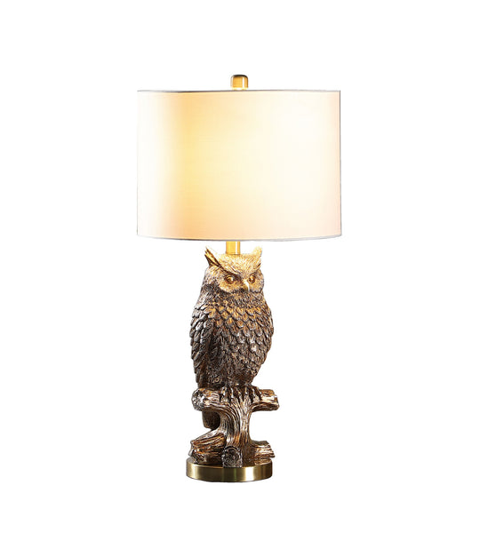 28” Antiqued Silver Resin Owl Table or Desk Lamp