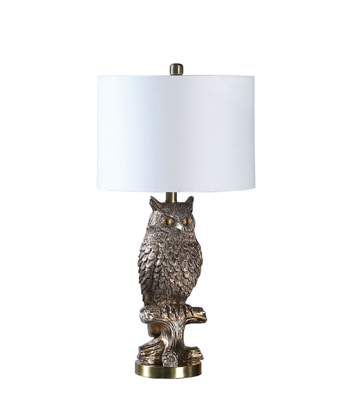 28” Antiqued Silver Resin Owl Table or Desk Lamp