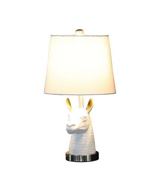 21” White and Gold Llama Table Lamp