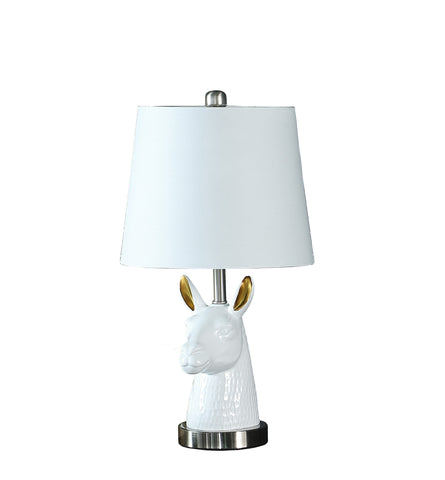 21” White and Gold Llama Table Lamp