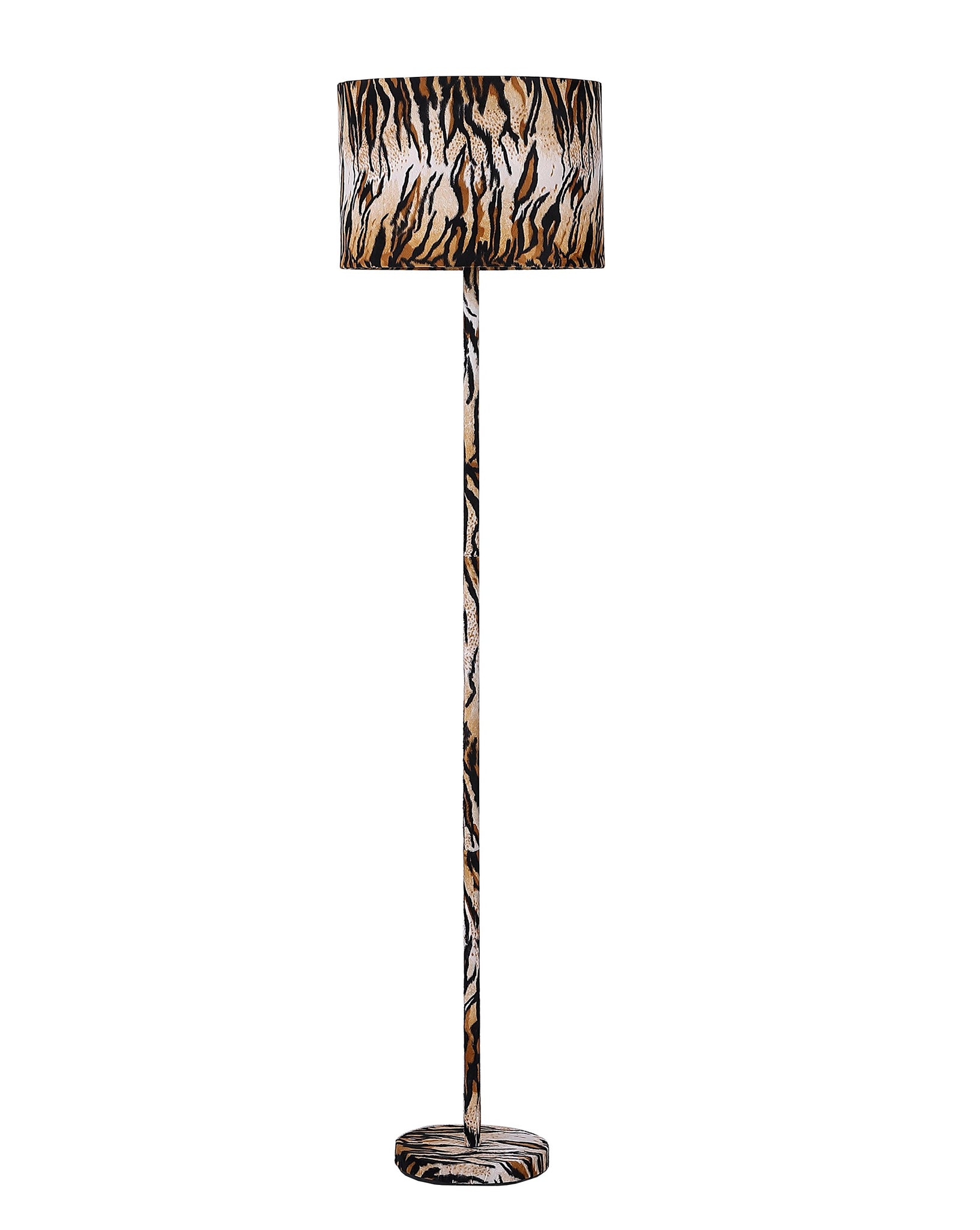 59” Mod Beige Black and Brown Faux Tiger Floor Lamp