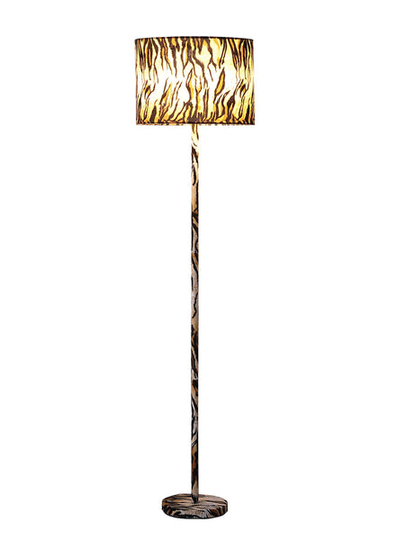 59” Mod Beige Black and Brown Faux Tiger Floor Lamp