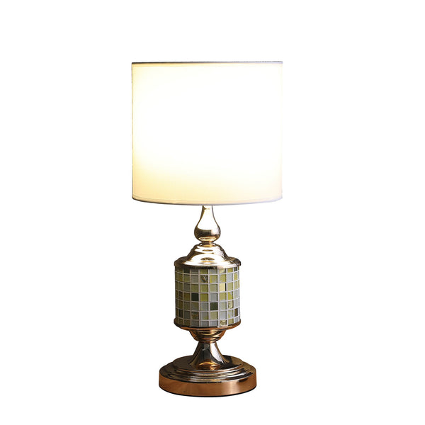 23” Golden Tones Metal And Glass Mosaic Table Lamp