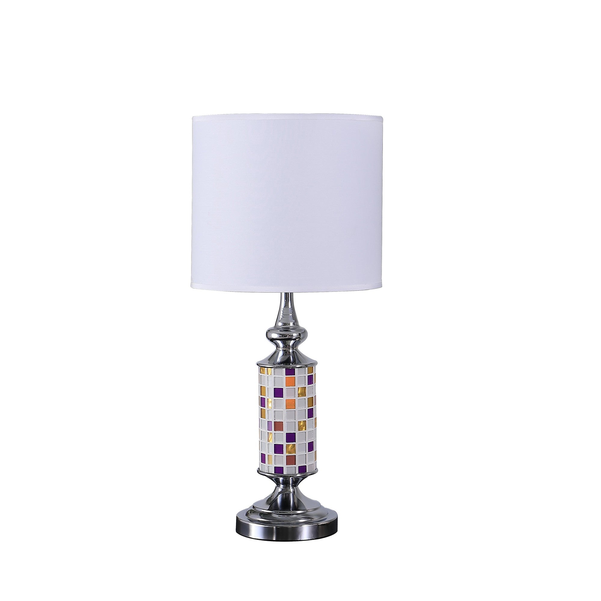 24” Jeweltone Metal And Glass Mosaic Table Lamp