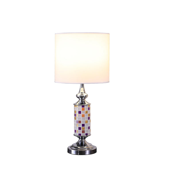 24” Jeweltone Metal And Glass Mosaic Table Lamp