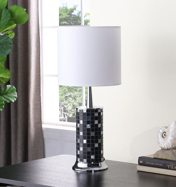 24” Dark Tones Metal And Glass Mosaic Table Lamp