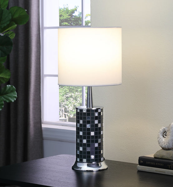 24” Dark Tones Metal And Glass Mosaic Table Lamp