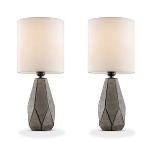 Set of Two Grey and Black Faceted Table Lamps