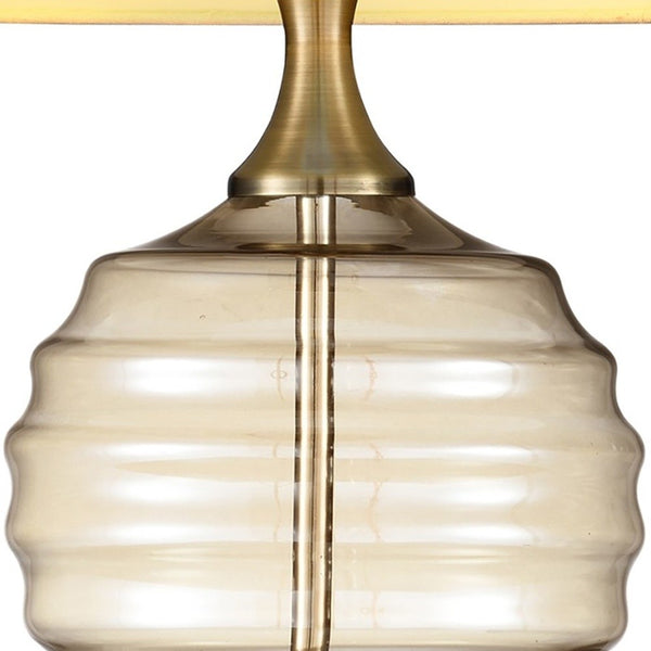 Textured Glass Table Lamp with Cream Fabric Shade