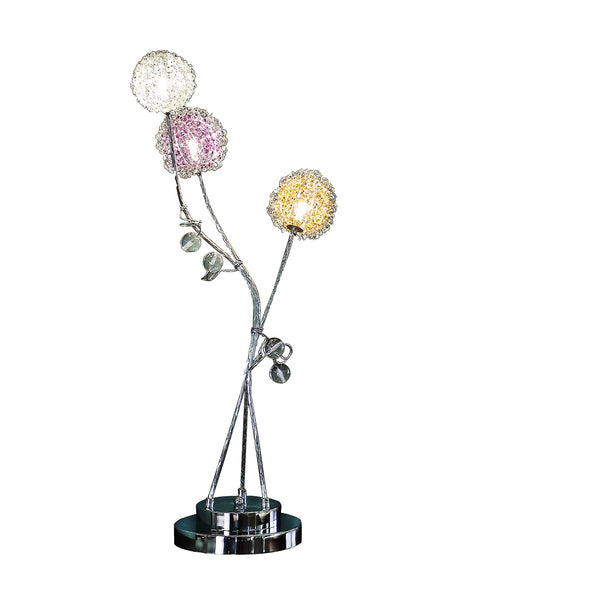 28” Modern Three Light Floral Metal Table Lamp